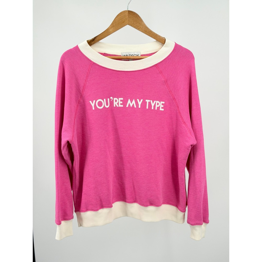 Wildfox You're My Type Sweatshirt Womens S Pink Raglan Graphic Top